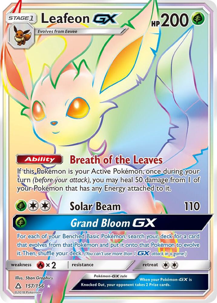 Leafeon GX Secret Rare 157/156 (SM - Ultra Prism)  - Holofoil | Good Games Adelaide SA