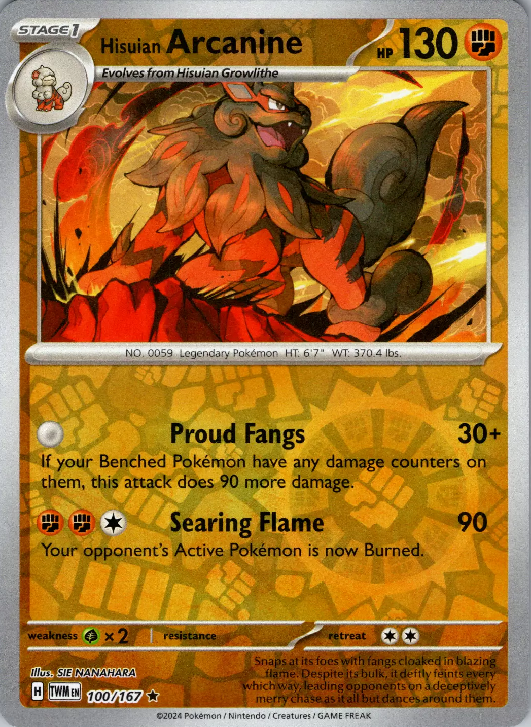 Hisuian Arcanine (100/167) [Scarlet & Violet: Twilight Masquerade] | Good Games Adelaide SA