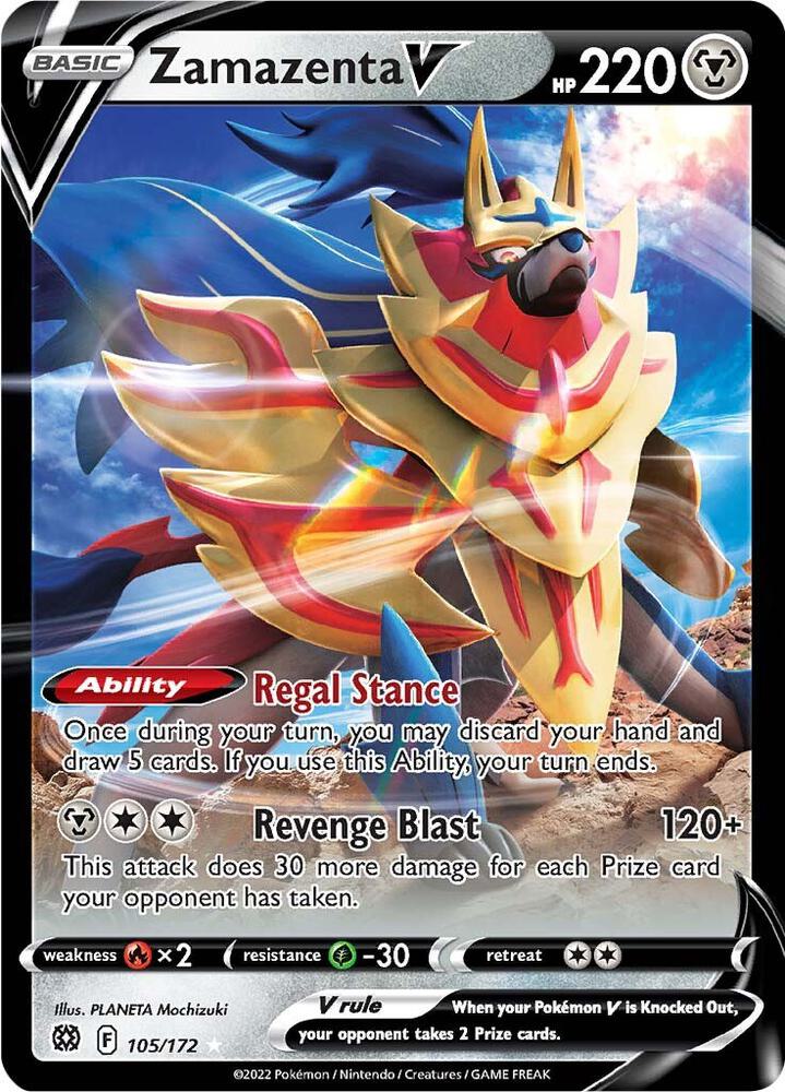 Zamazenta V 105/172 (SWSH09: Brilliant Stars)  - Holofoil | Good Games Adelaide SA