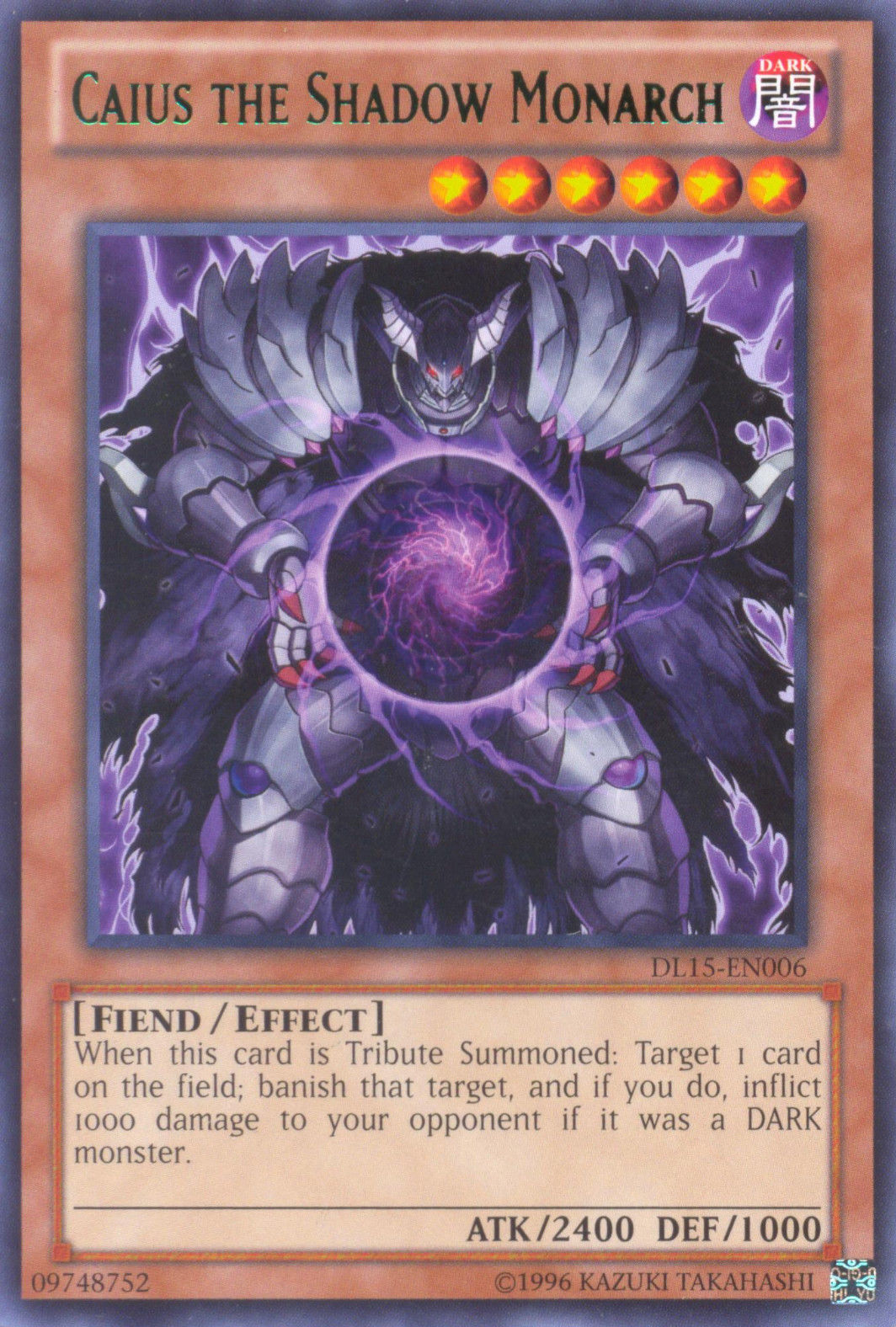 Caius the Shadow Monarch (Green) [DL15-EN006] Rare | Good Games Adelaide SA