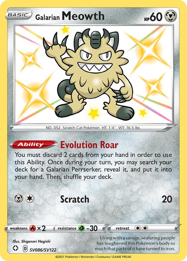 Galarian Meowth SV086/SV122 (Shining Fates: Shiny Vault)  - Holofoil | Good Games Adelaide SA