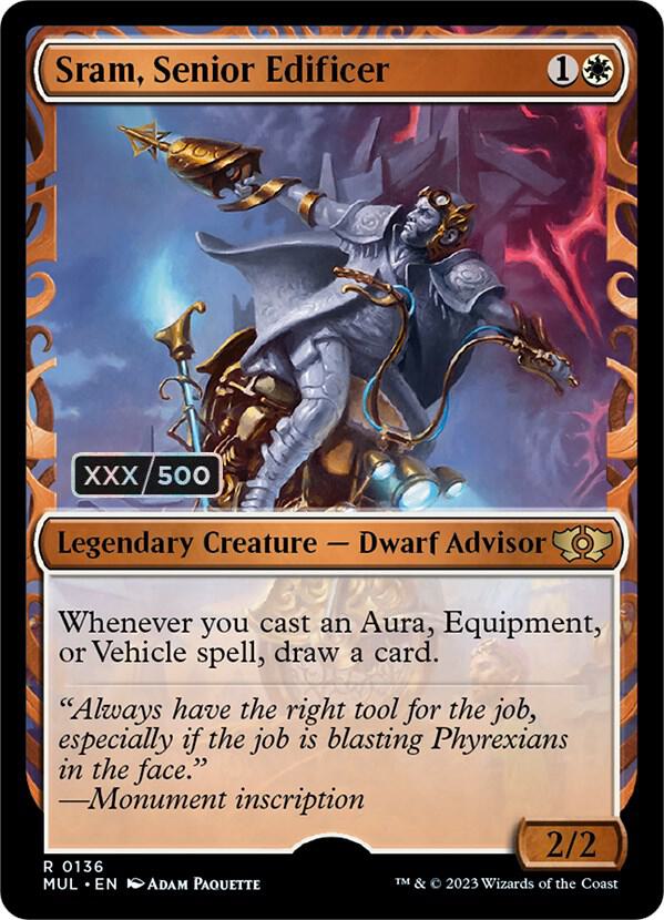 Sram, Senior Edificer Serialized 136 (March of the Machine: Multiverse Legends)  - Double Rainbow Foil | Good Games Adelaide SA