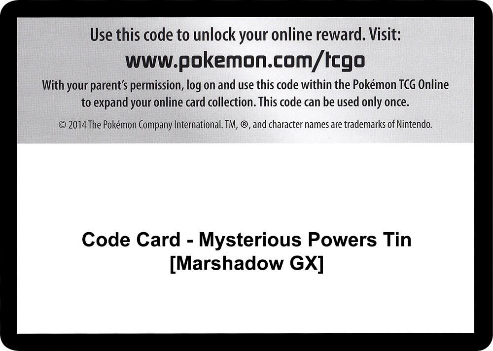 Code Card Mysterious Powers Tin Marshadow GX  (SM - Burning Shadows)  | Good Games Adelaide SA