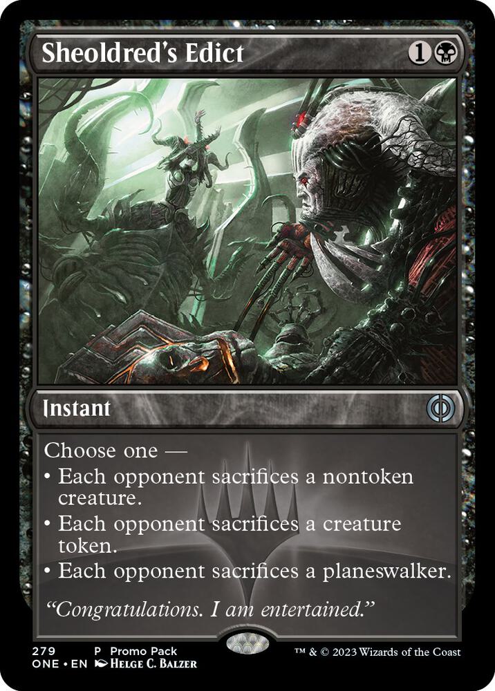 Sheoldreds Edict 279 (Promo Pack: Phyrexia: All Will Be One)  | Good Games Adelaide SA