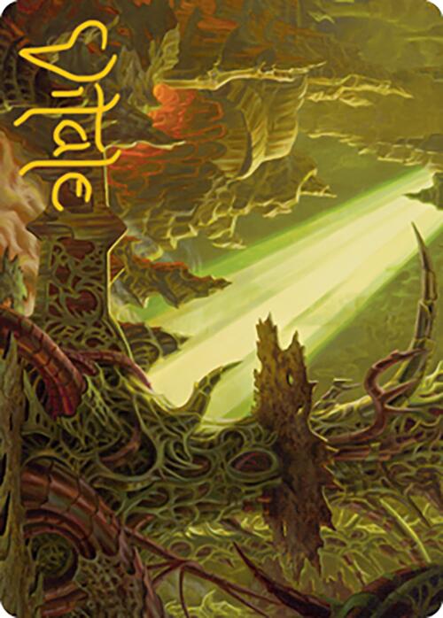 Darkmoss Bridge Art Card (Gold-Stamped Signature) [Modern Horizons 2 Art Series] | Good Games Adelaide SA