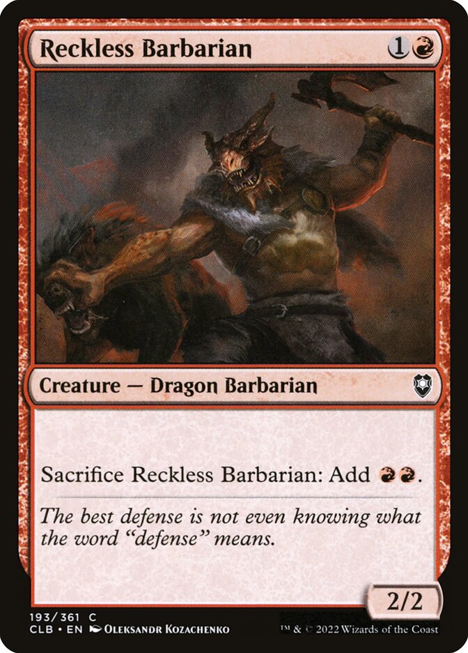 Reckless Barbarian 193 (Commander Legends: Battle for Baldur's Gate)  - Foil | Good Games Adelaide SA