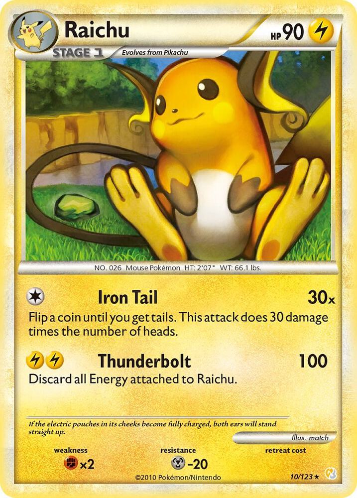 Raichu 10/123 (HeartGold SoulSilver)  - Holofoil | Good Games Adelaide SA