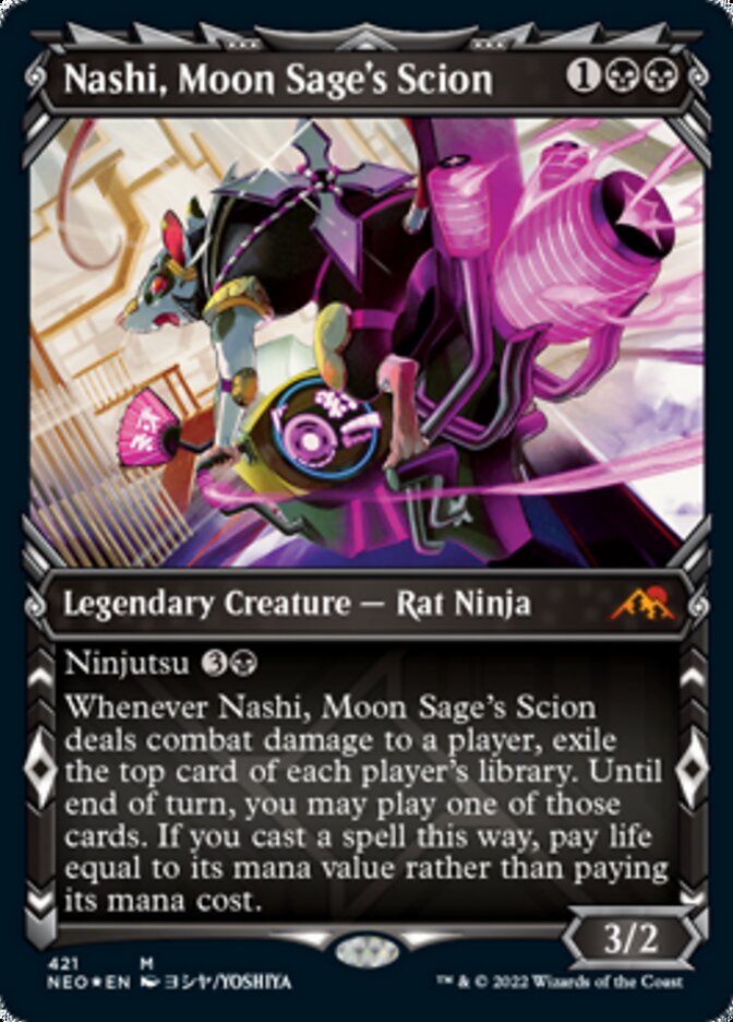 Nashi, Moon Sage's Scion (Showcase) (Foil Etched) [Kamigawa: Neon Dynasty] | Good Games Adelaide SA