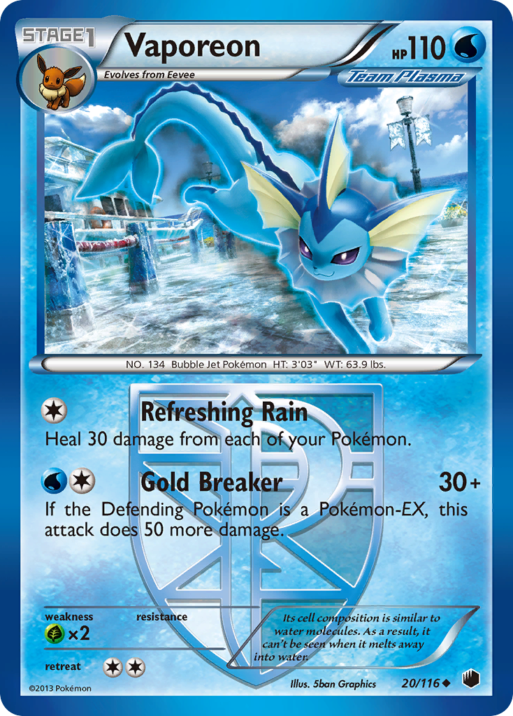 Vaporeon (20/116) [Black & White: Plasma Freeze] | Good Games Adelaide SA