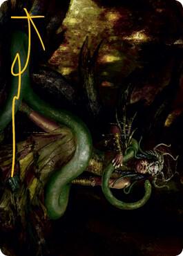 Saryth the Vipers Fang Art Card Gold Stamped Signature 53 (Art Series: Innistrad: Midnight Hunt)  | Good Games Adelaide SA