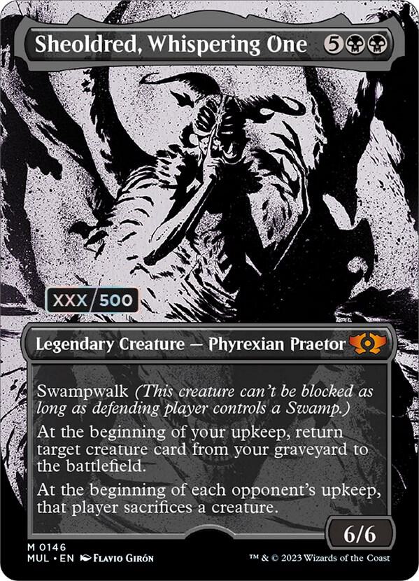 Sheoldred, Whispering One Serialized 146 (March of the Machine: Multiverse Legends)  - Double Rainbow Foil | Good Games Adelaide SA