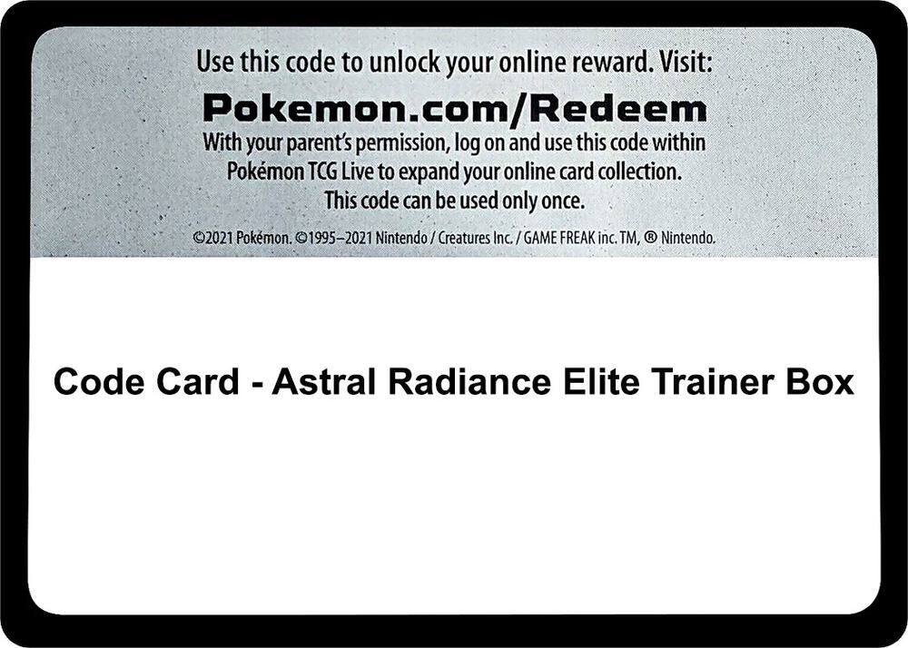 Code Card Astral Radiance Elite Trainer Box  (SWSH10: Astral Radiance)  | Good Games Adelaide SA