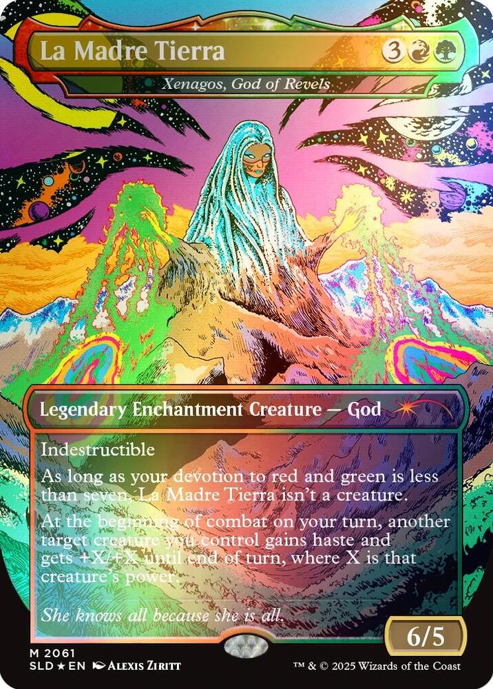 La Madre Tierra Xenagos God of Revels Rainbow Foil 2061 (Secret Lair Drop Series)  - Foil | Good Games Adelaide SA