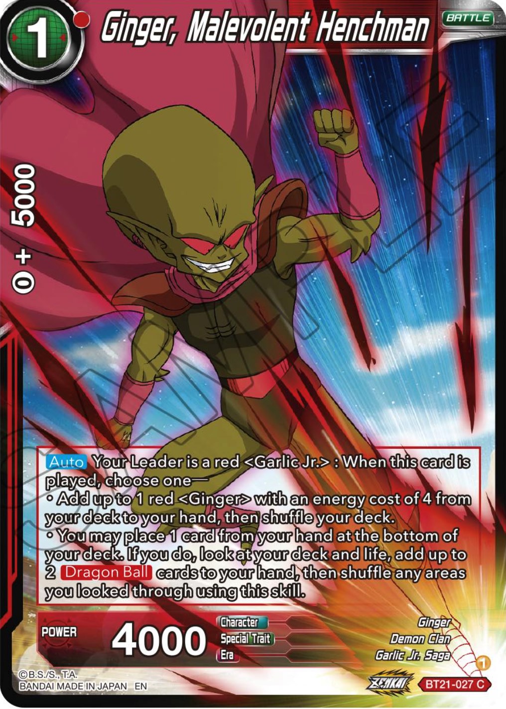 Ginger, Malevolent Henchman (BT21-027) [ZENKAI Series: Set 04] | Good Games Adelaide SA