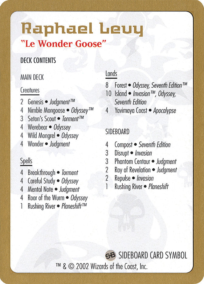 Raphael Levy Decklist [World Championship Decks 2002] | Good Games Adelaide SA