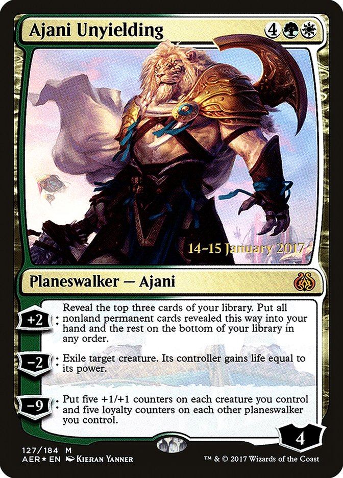 Ajani Unyielding [Aether Revolt Promos] | Good Games Adelaide SA