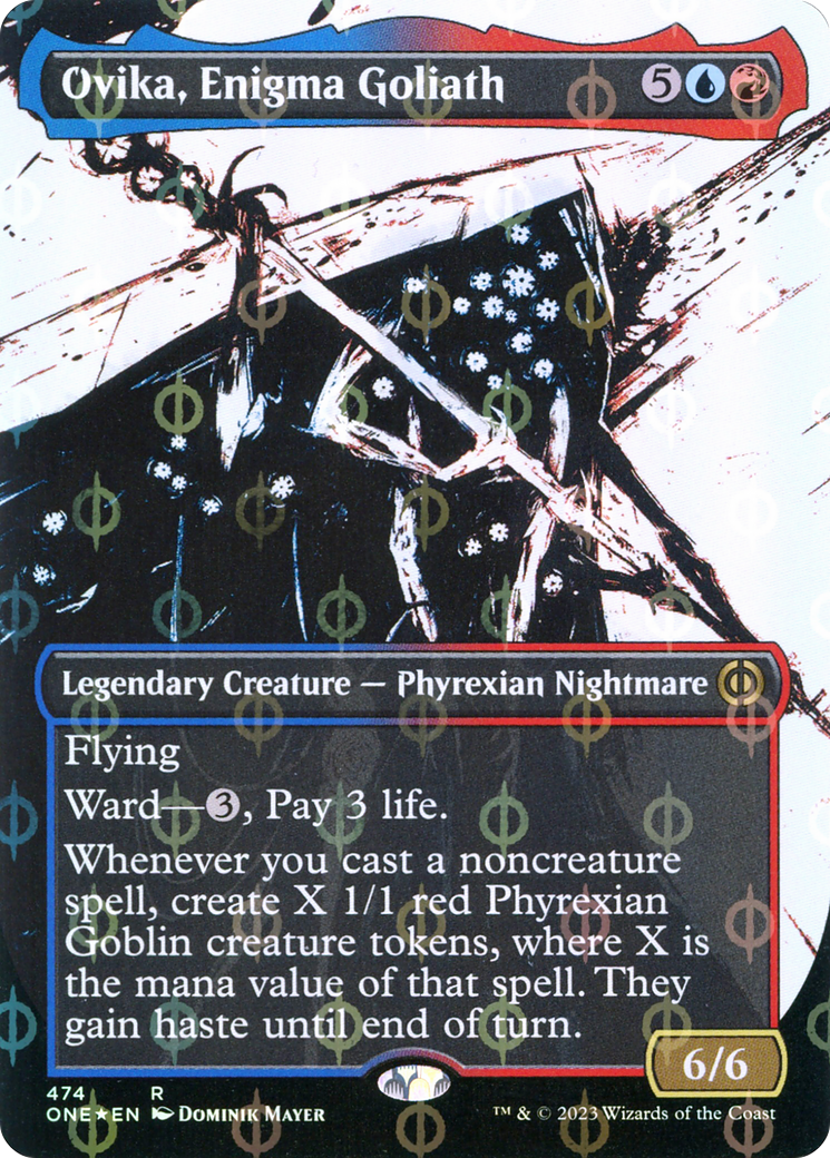 Ovika, Enigma Goliath (Borderless Ichor Step-and-Compleat Foil) [Phyrexia: All Will Be One] | Good Games Adelaide SA