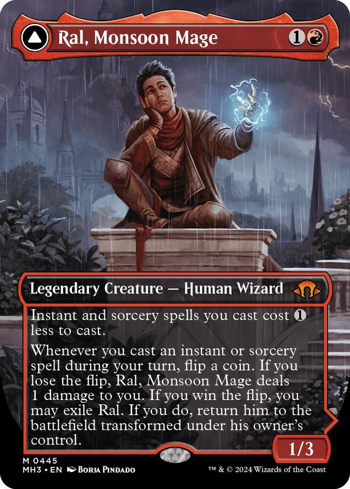 Ral, Monsoon Mage // Ral, Leyline Prodigy 445/319 (Modern Horizons 3)  - Borderless Foil | Good Games Adelaide SA