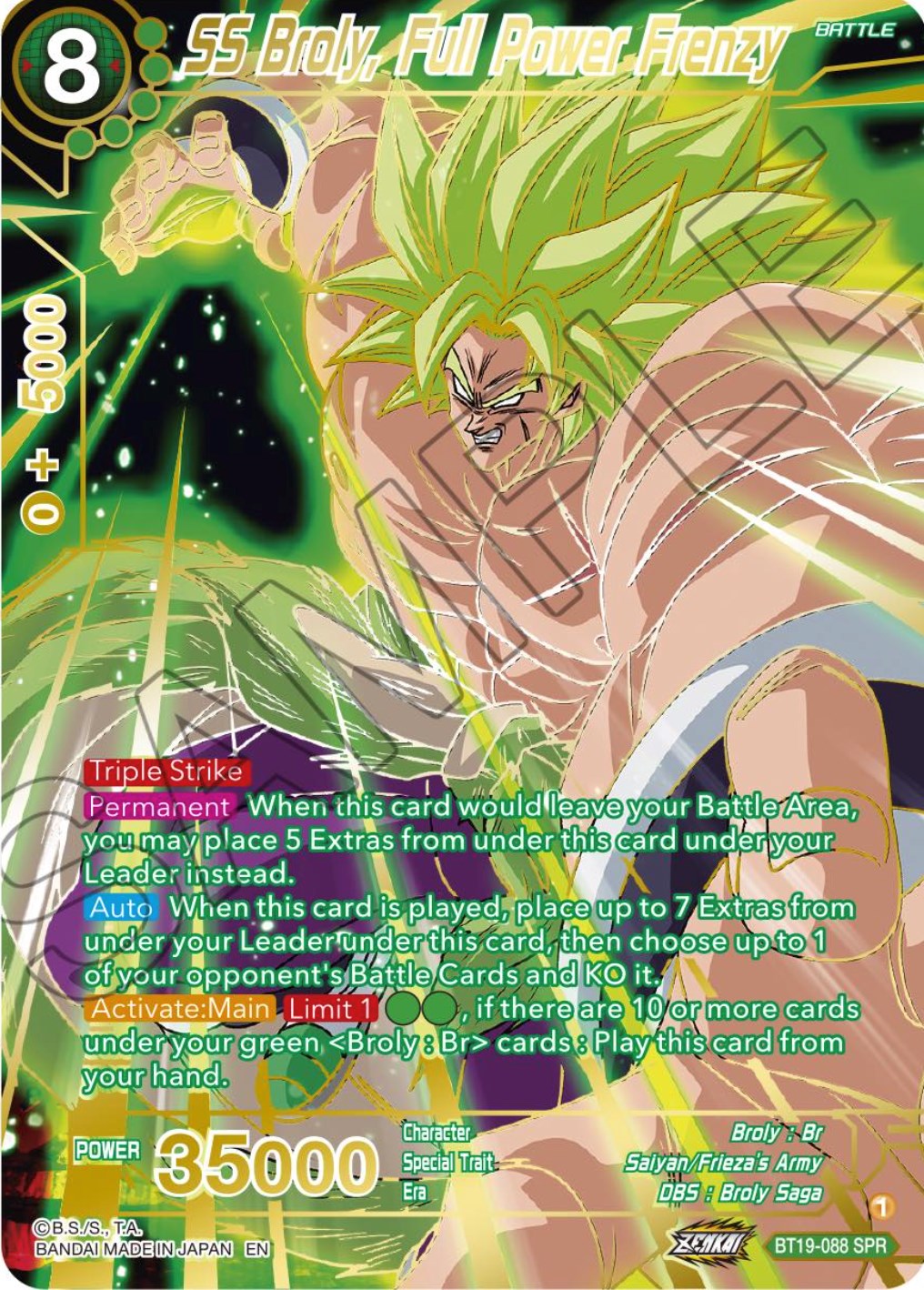 SS Broly, Full Power Frenzy (SPR) (BT19-088) [Fighter's Ambition] | Good Games Adelaide SA