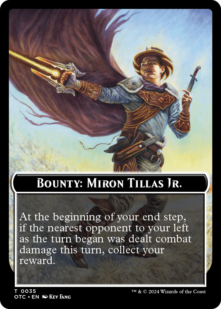 Bounty: Miron Tillas Jr. // Bounty Rules Double-Sided Token [Outlaws of Thunder Junction Commander Tokens] | Good Games Adelaide SA