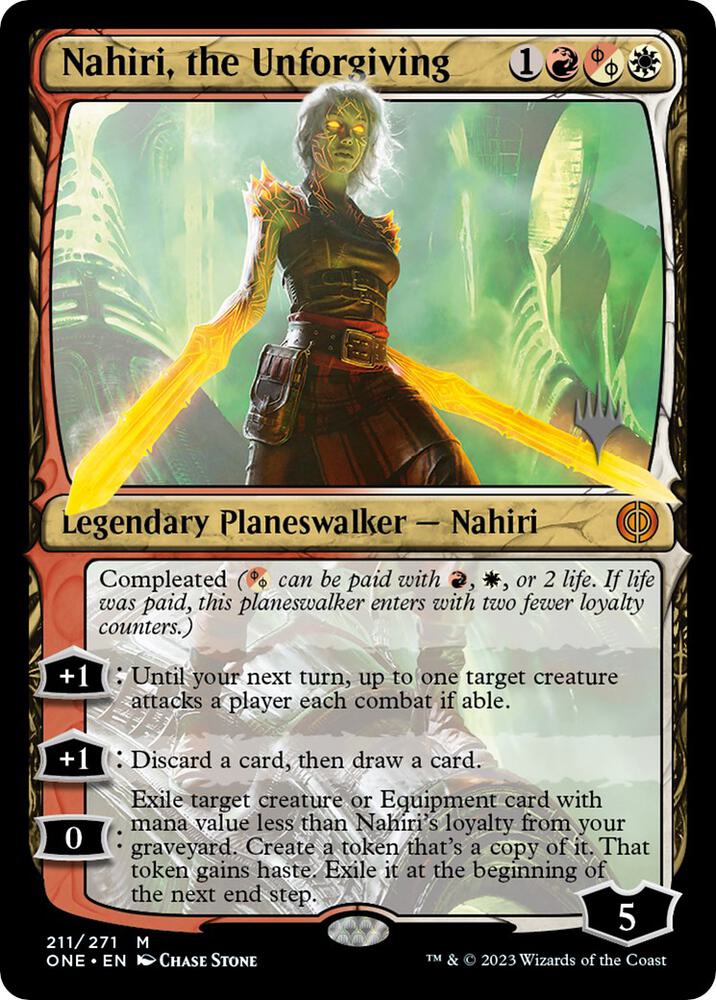 Nahiri the Unforgiving 211p/160 (Promo Pack: Phyrexia: All Will Be One)  - Foil | Good Games Adelaide SA