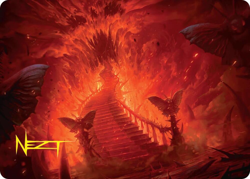 Mountain Art Card Gold Stamped Signature 30 (Art Series: Duskmourn: House of Horror)  | Good Games Adelaide SA