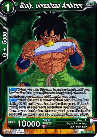 Broly, Unrealized Ambition [BT6-063] | Good Games Adelaide SA