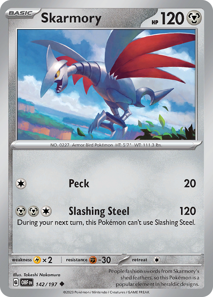 Skarmory (142/197) [Scarlet & Violet: Obsidian Flames] | Good Games Adelaide SA