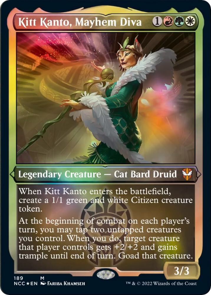 Kitt Kanto Mayhem Diva Display Commander Thick Stock 189 (Commander: Streets of New Capenna)  - Foil | Good Games Adelaide SA