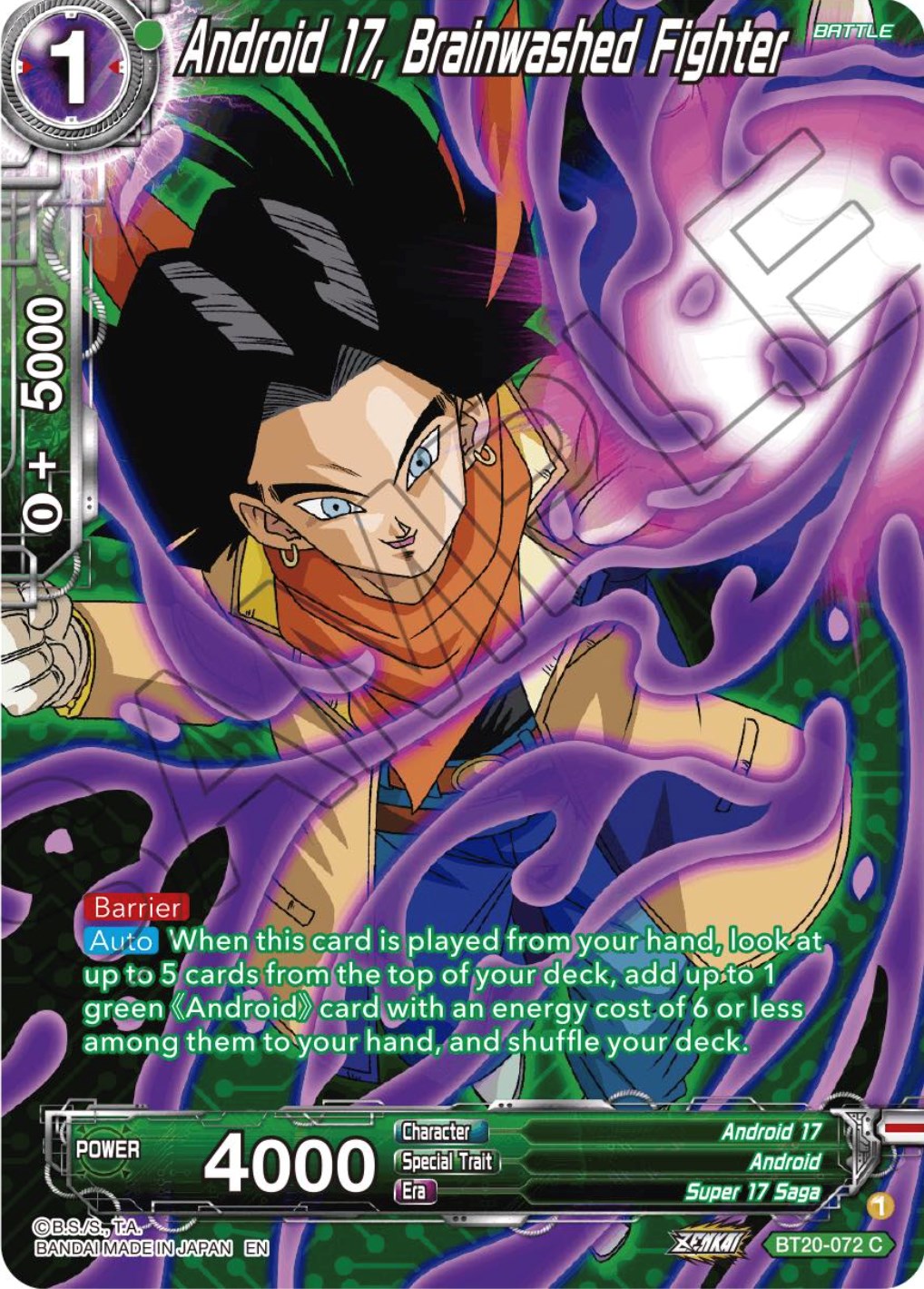 Android 17, Brainwashed Fighter (Silver Foil) (BT20-072) [Power Absorbed] | Good Games Adelaide SA