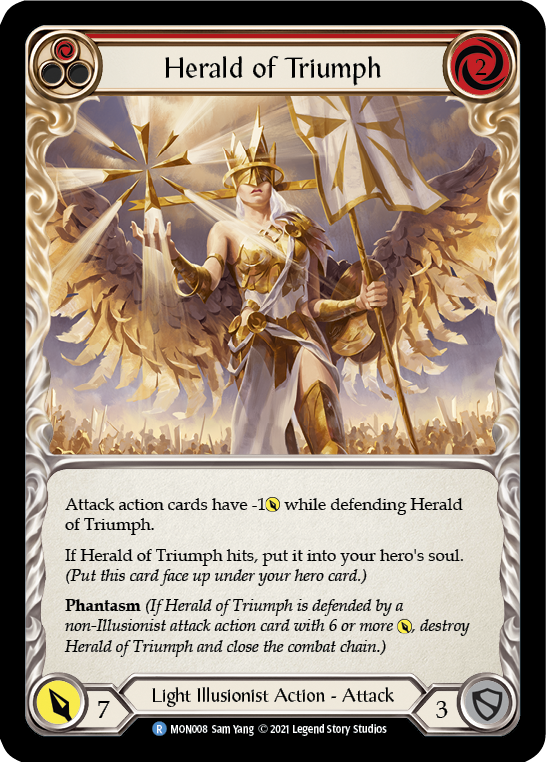 Herald of Triumph (Red) [MON008-RF] 1st Edition Rainbow Foil | Good Games Adelaide SA