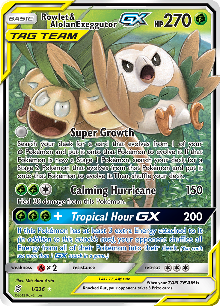 Rowlet & Alolan Exeggutor GX (1/236) [Sun & Moon: Unified Minds] | Good Games Adelaide SA