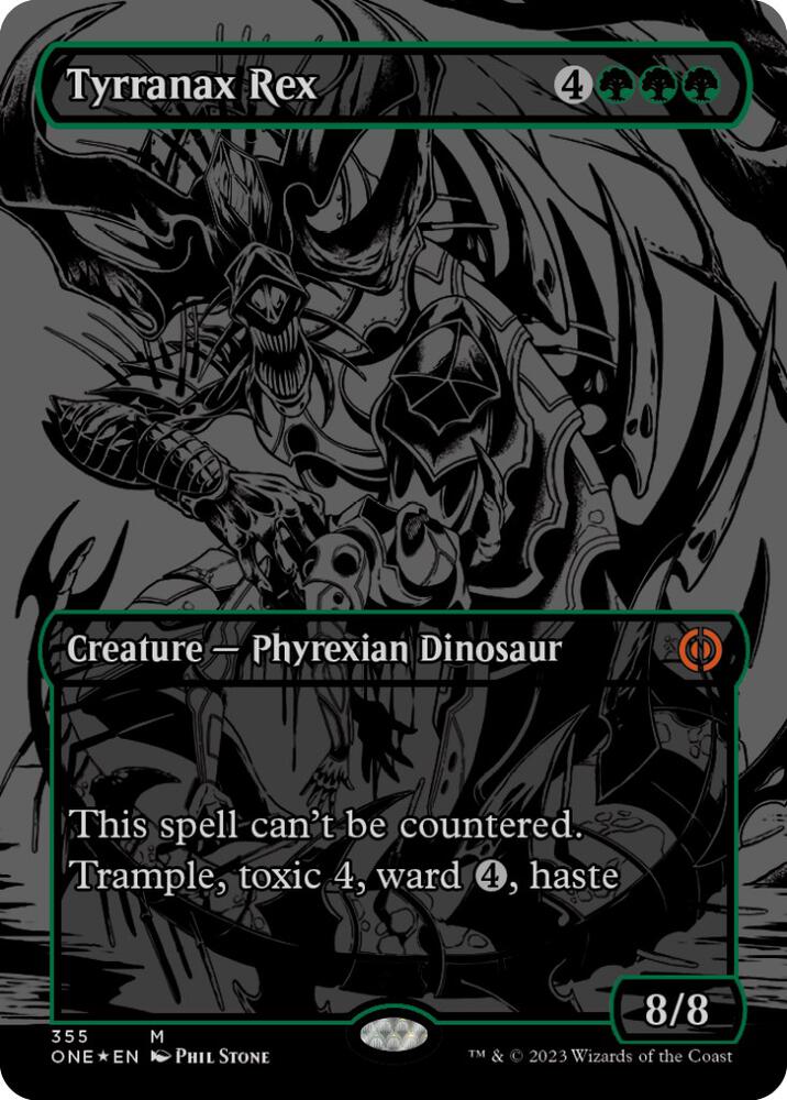 Tyrranax Rex Oil Slick Raised Foil 355 (Phyrexia: All Will Be One)  - Foil | Good Games Adelaide SA