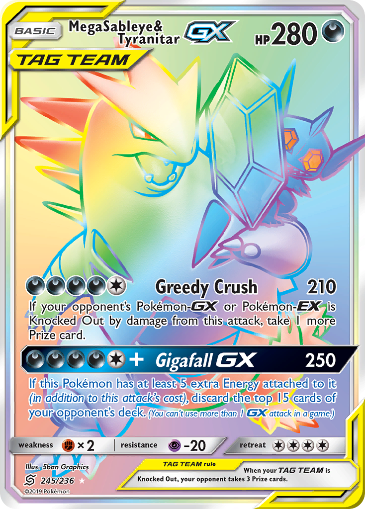 Mega Sableye & Tyranitar GX (245/236) [Sun & Moon: Unified Minds] | Good Games Adelaide SA