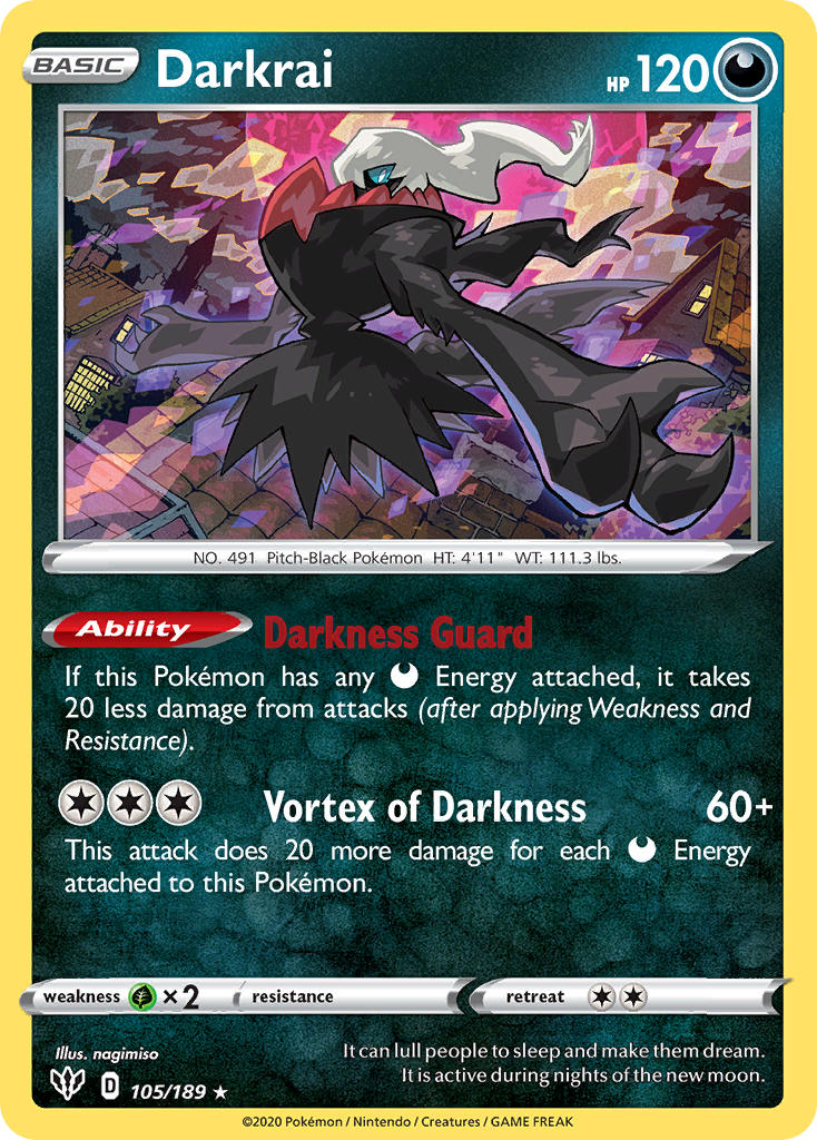 Darkrai (105/189) (Theme Deck Exclusive) [Sword & Shield: Darkness Ablaze] | Good Games Adelaide SA