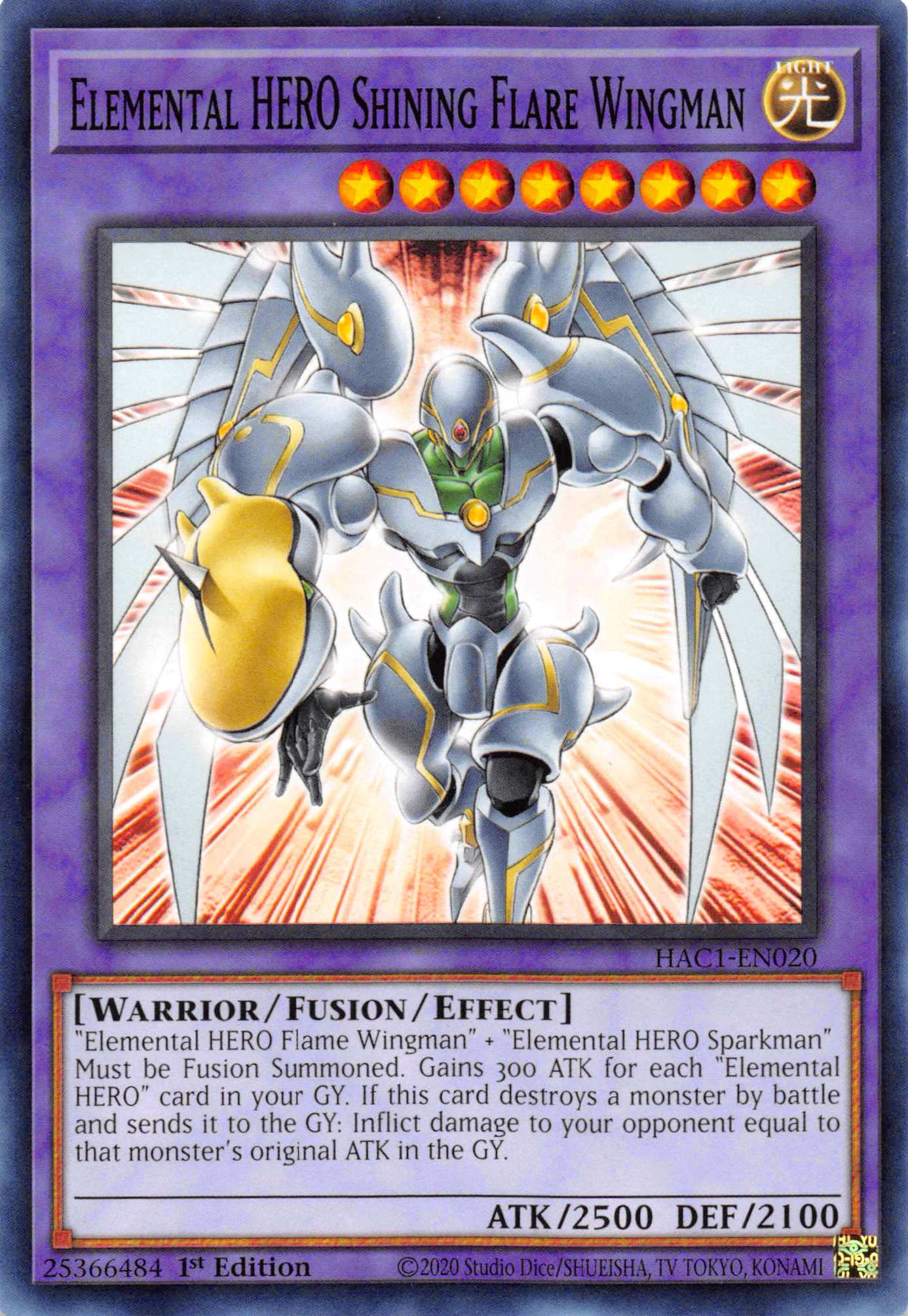 Elemental HERO Shining Flare Wingman (Duel Terminal) [HAC1-EN020] Parallel Rare | Good Games Adelaide SA