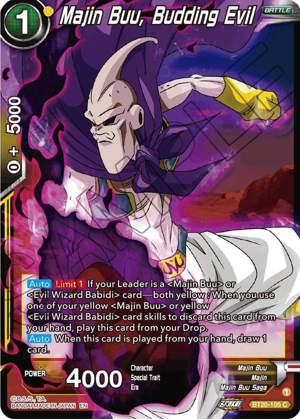 Majin Buu, Budding Evil (BT20-105) [Power Absorbed] | Good Games Adelaide SA
