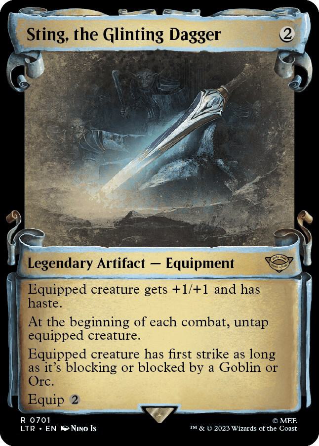 Sting the Glinting Dagger Showcase Scrolls 701 (Universes Beyond: The Lord of the Rings: Tales of Middle-earth)  - Foil | Good Games Adelaide SA