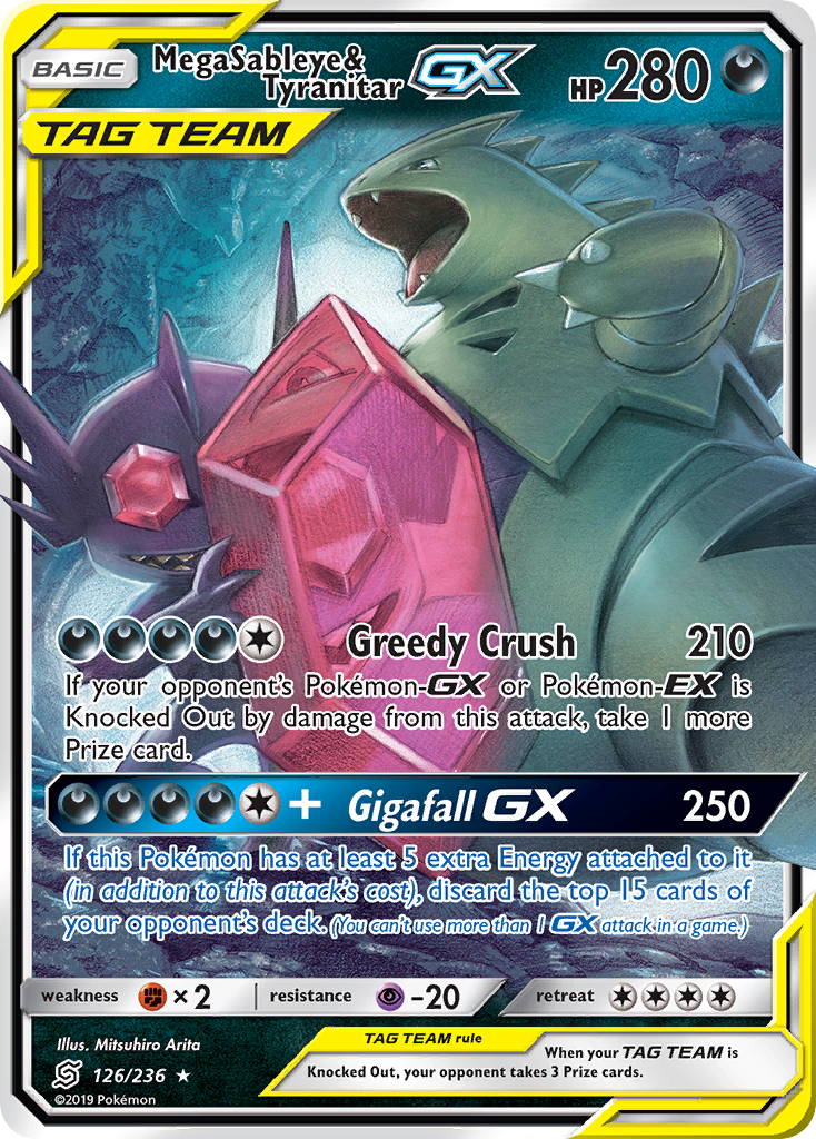 Mega Sableye & Tyranitar GX (126/236) [Sun & Moon: Unified Minds] | Good Games Adelaide SA