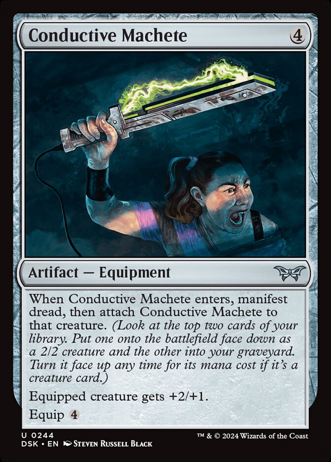 Conductive Machete 244 (Duskmourn: House of Horror)  - Foil | Good Games Adelaide SA