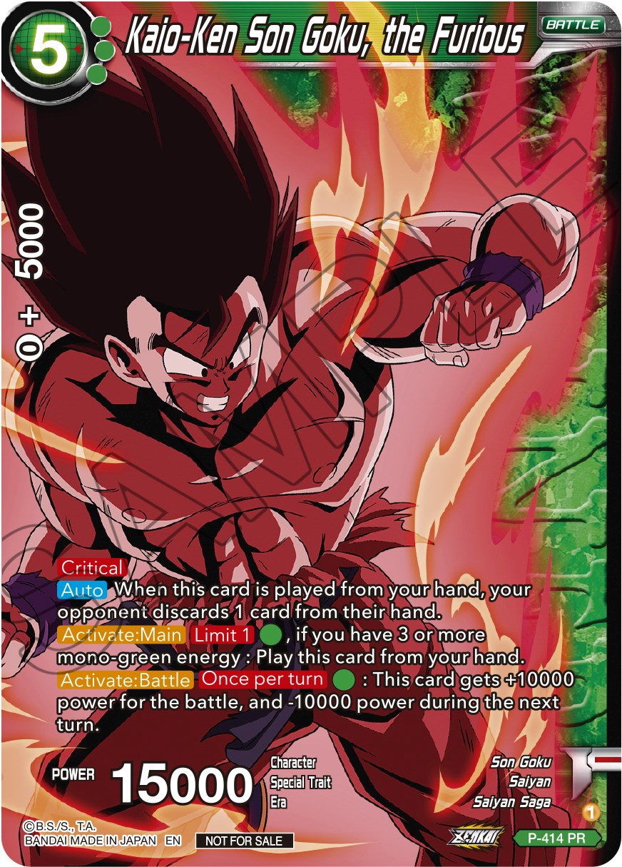 Kaio-Ken Son Goku, the Furious (Zenkai Series Tournament Pack Vol.1 Winner) (P-414) [Tournament Promotion Cards] | Good Games Adelaide SA