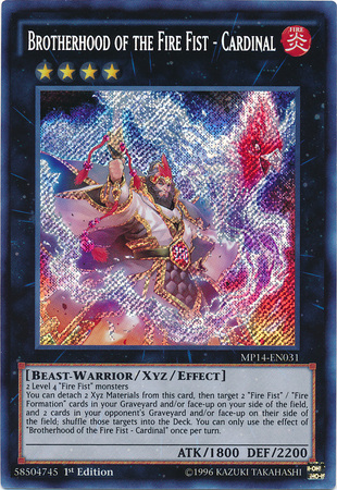 Brotherhood of the Fire Fist - Cardinal [MP14-EN031] Secret Rare | Good Games Adelaide SA