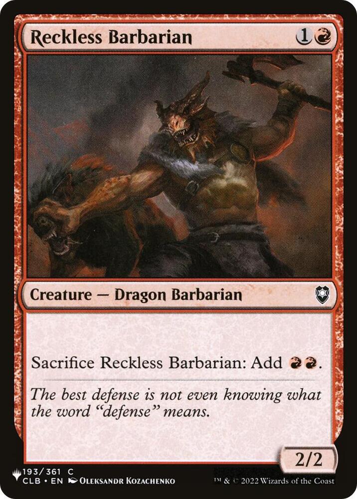 Reckless Barbarian 193/361 (The List Reprints)  | Good Games Adelaide SA