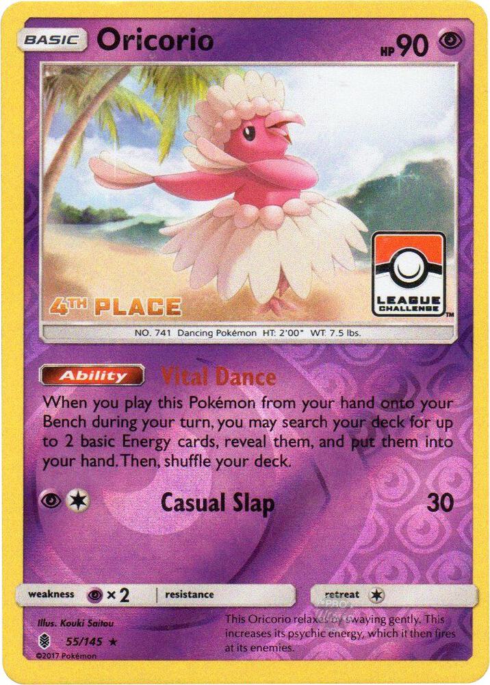 Oricorio 55 145 League Challenge 4th Place 055/045 (League & Championship Cards)  - Reverse Holofoil | Good Games Adelaide SA