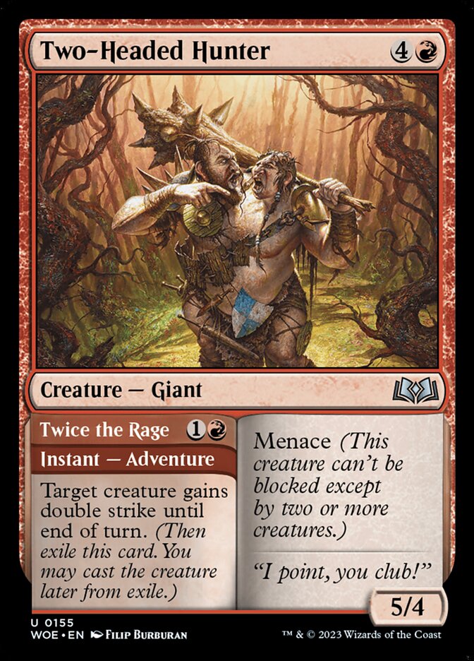 Two-Headed Hunter // Twice the Rage 155 (Wilds of Eldraine)  | Good Games Adelaide SA
