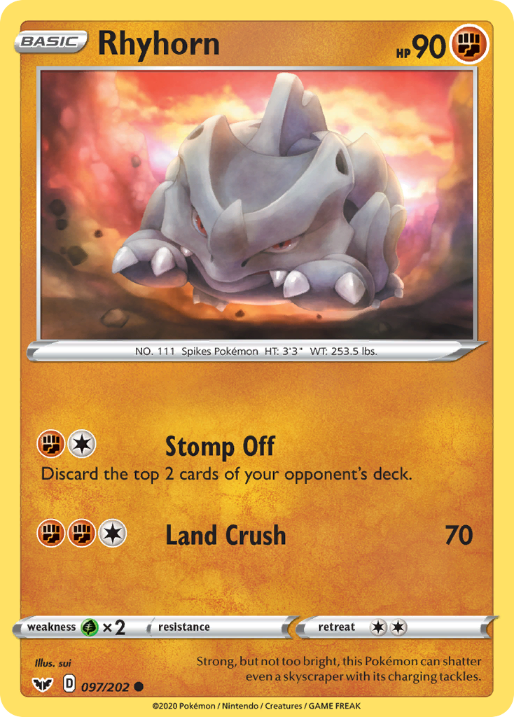Rhyhorn (097/202) [Sword & Shield: Base Set] | Good Games Adelaide SA