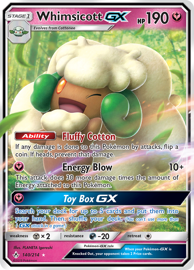 Whimsicott GX (140/214) [Sun & Moon: Unbroken Bonds] | Good Games Adelaide SA