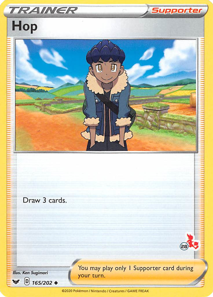 Hop (165/202) (Cinderace Stamp #28) [Battle Academy 2022] | Good Games Adelaide SA