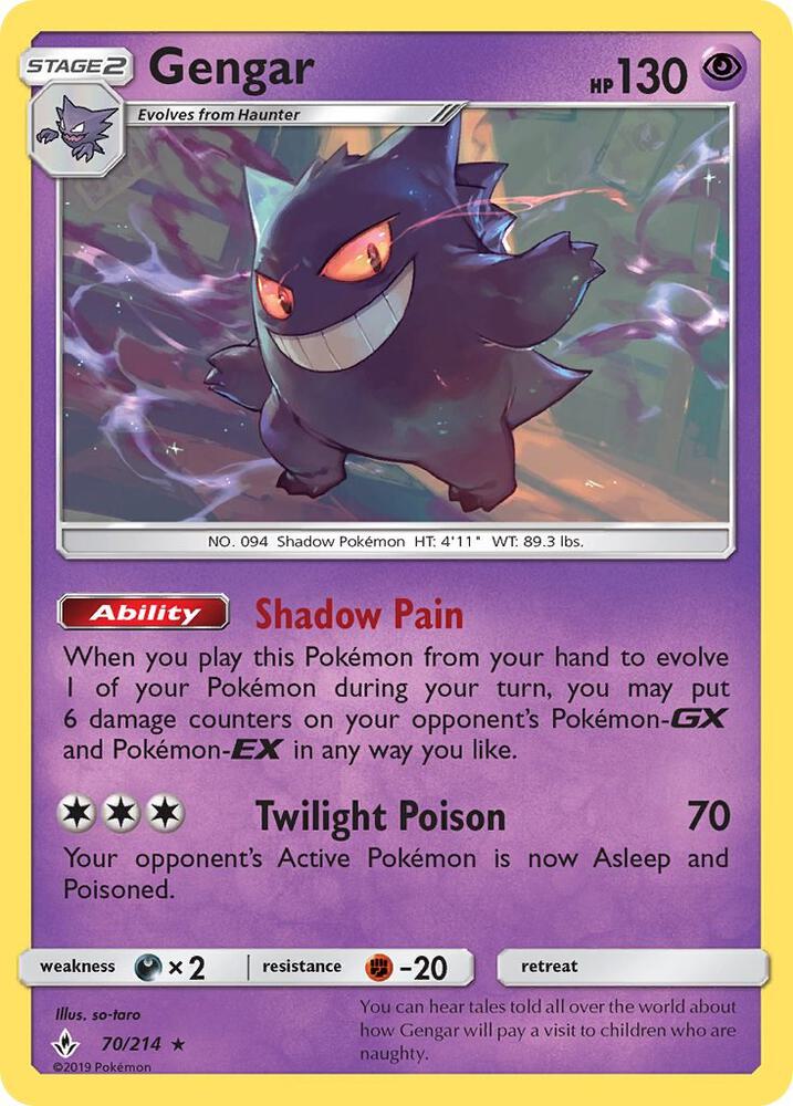 Gengar 70/214 (SM - Unbroken Bonds)  | Good Games Adelaide SA