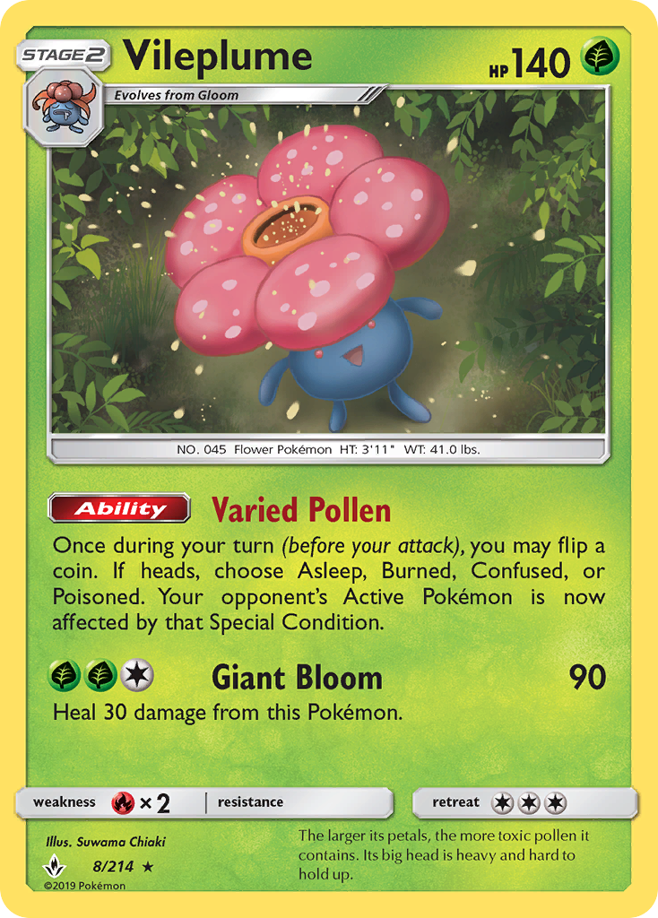 Vileplume (8/214) [Sun & Moon: Unbroken Bonds] | Good Games Adelaide SA